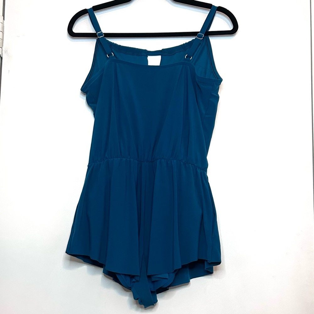 Aqua Green Turquoise One Piece Swim Romper, size Medium Adult - Picture 2 of 3